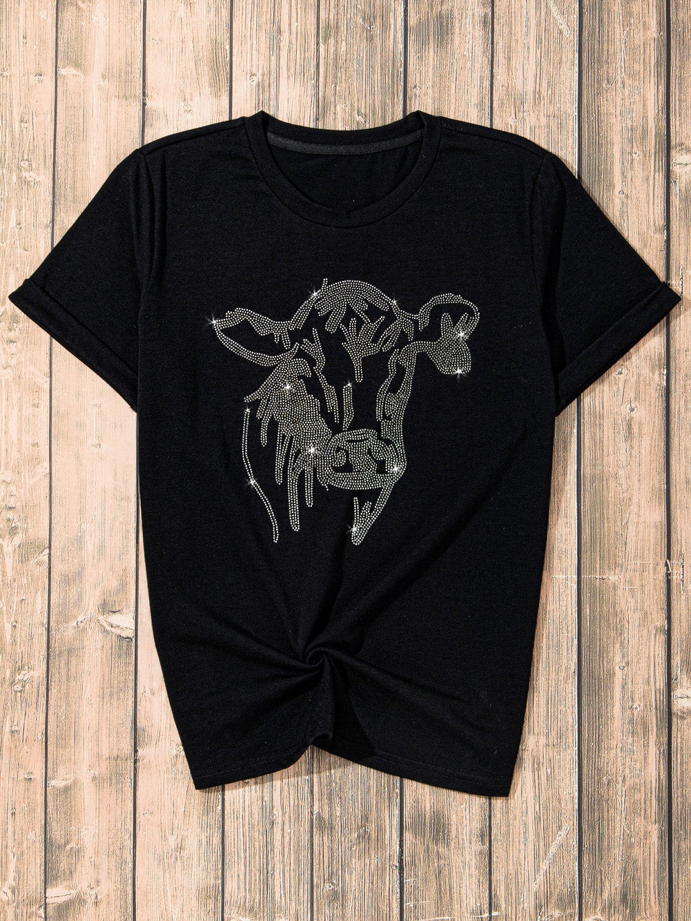 Women's Rhinestone Cow T-Shirt