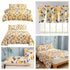 DaDa Bedding Yellow Fleur Golden Orange Botanical Ivory Duvet Cover & Fitted Flat Bed Sheets Set w/ Pillow Cases Window Valances (18112)