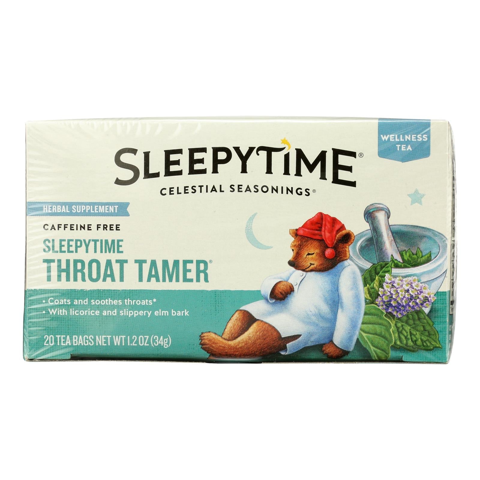 Té de hierbas Celestial Seasonings Throat Tamer - Paquete de 6 - 20 bolsitas