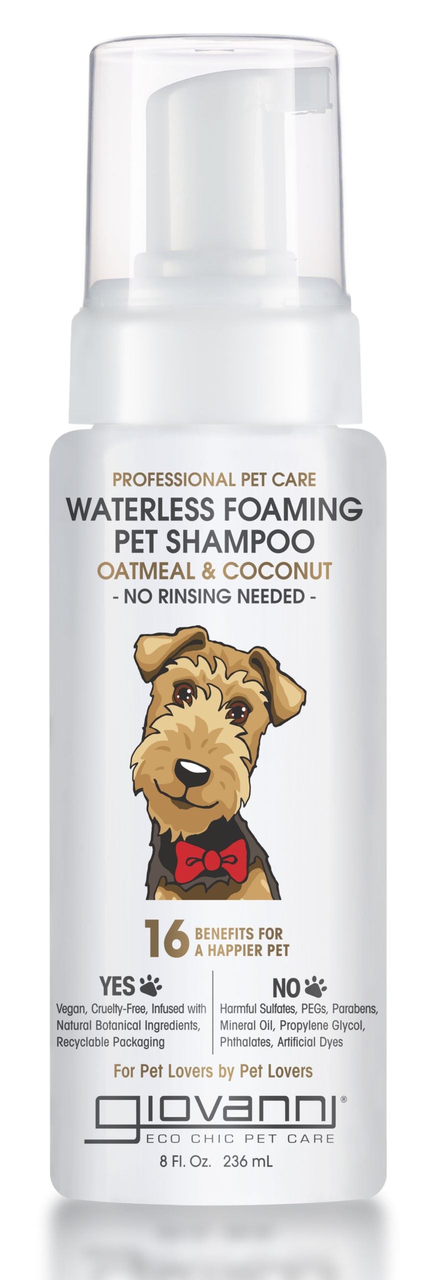 Champú en espuma Giovanni para mascotas, avena y coco, 237 ml