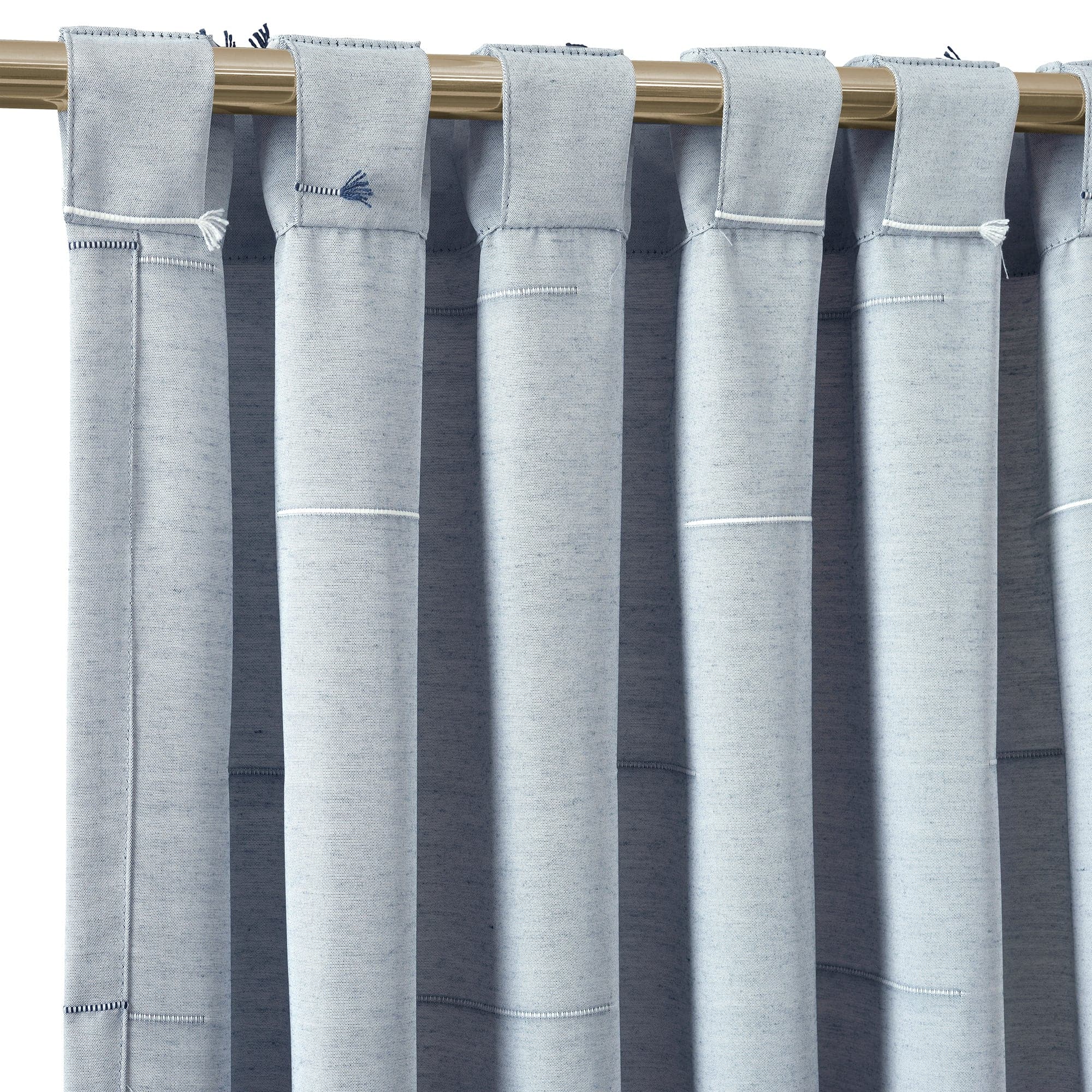Boho Stripe Clip Jacquard Window Curtain Panel Set