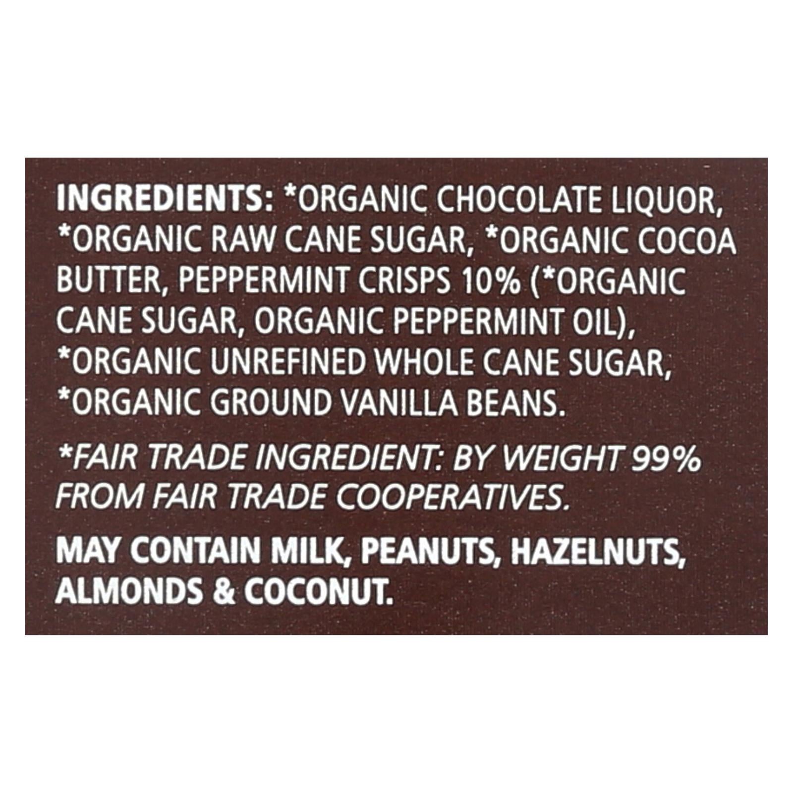 Barra de chocolate negro orgánico Equal Exchange - Sabor a menta crujiente - 75 g (caja de 12)