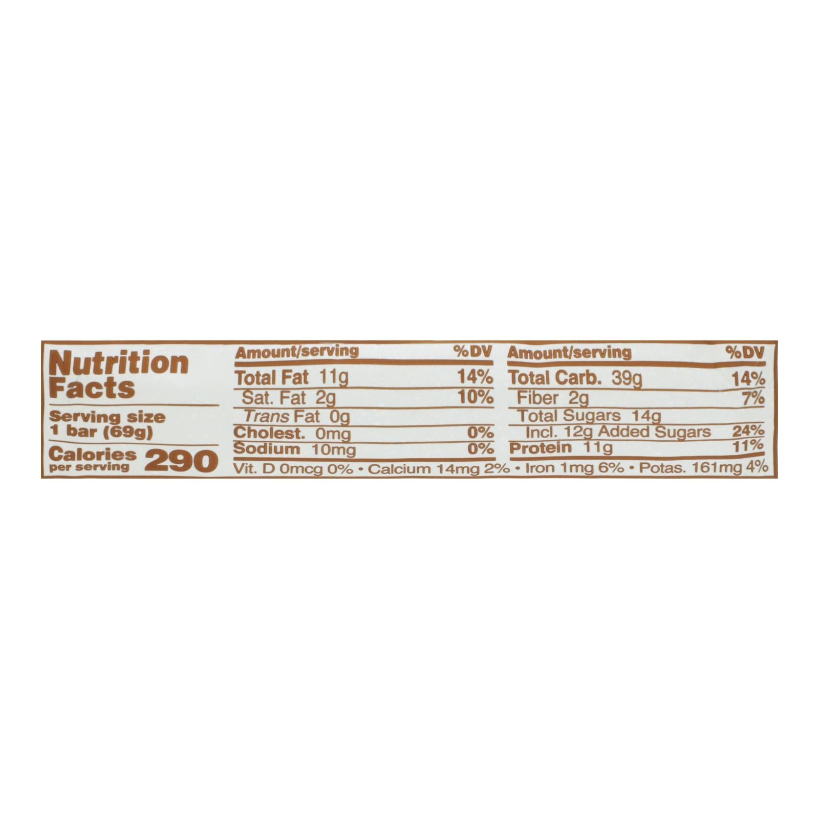 Barras de mantequilla de cacahuete y chispas de chocolate orgánicas Gomacro Macrobar, 2.5 oz, caja de 12