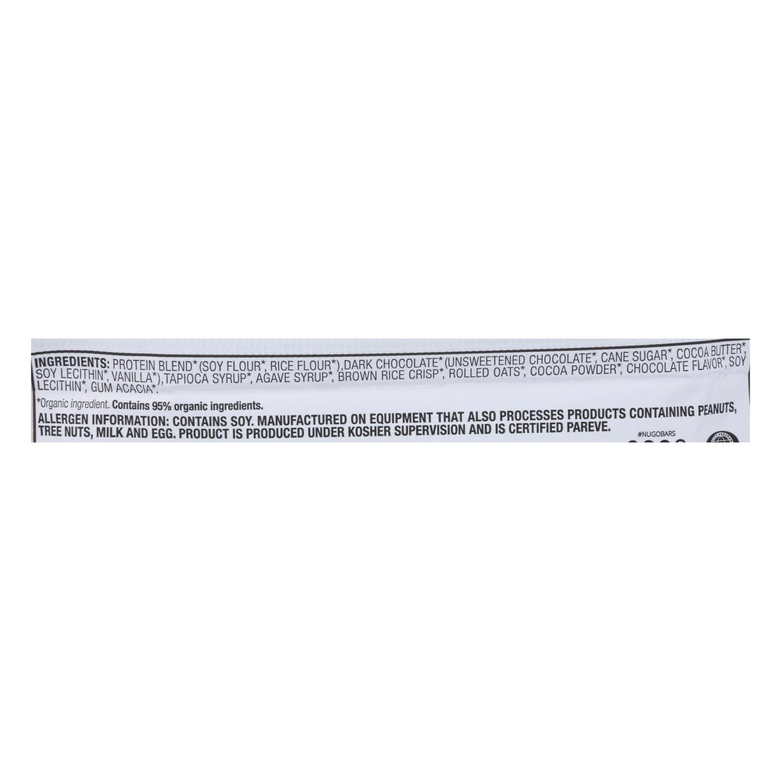 Barra Nugo Nutrition - Chocolate negro doble - 50 g - Caja de 12
