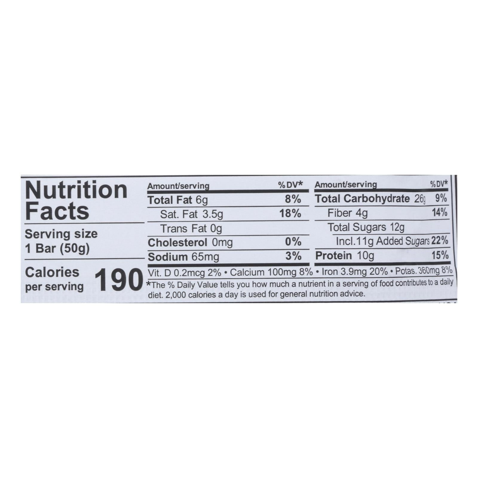 Barra Nugo Nutrition - Chocolate negro doble - 50 g - Caja de 12