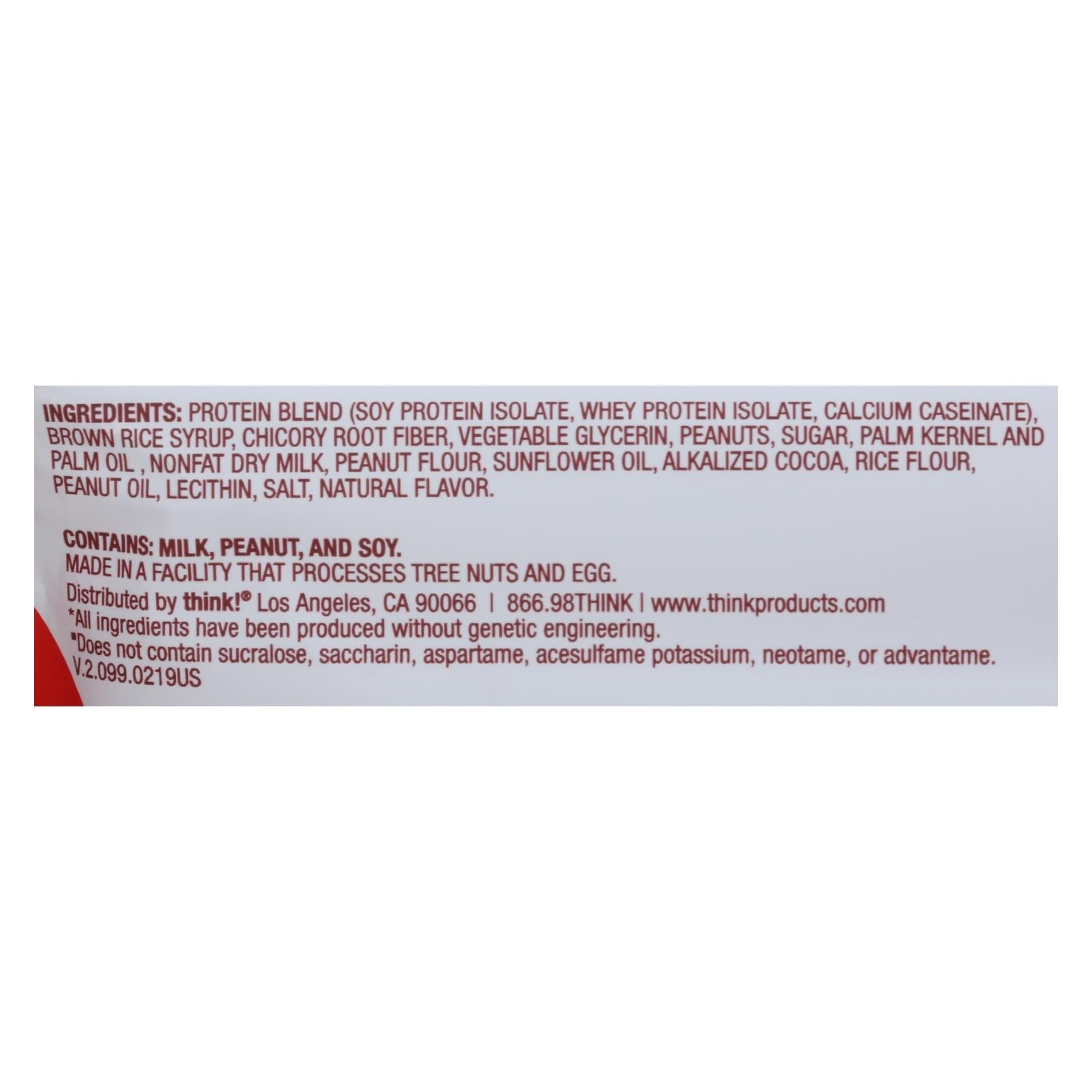 Barra de proteína y fibra Thinkthin - Chocolate con cacahuete - 1.41 oz 