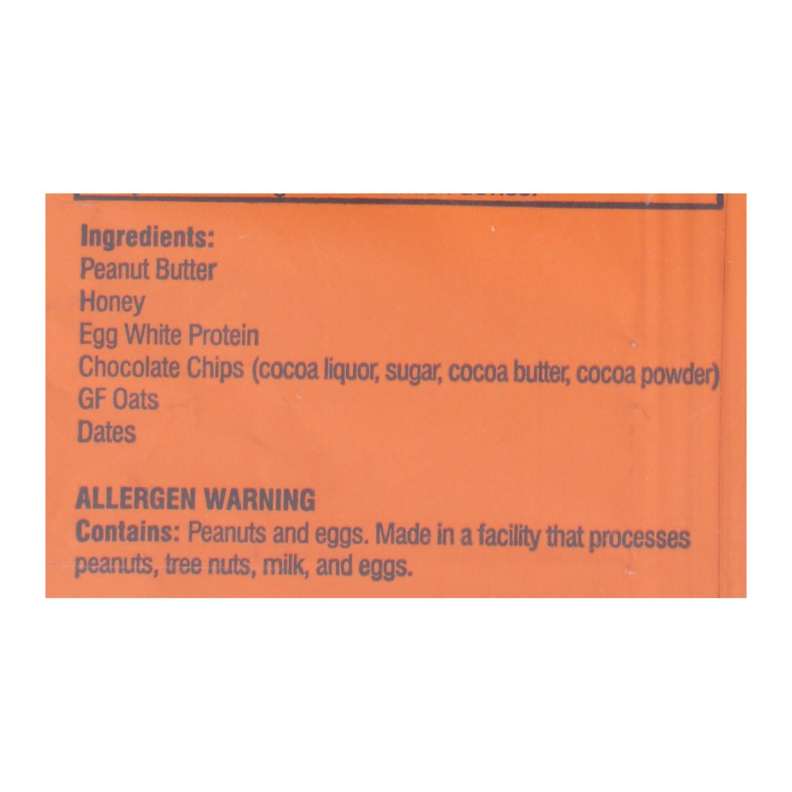 Barra energética Kize Concepts de mantequilla de cacahuete cruda con chispas de chocolate, 1.5 oz, caja de 10