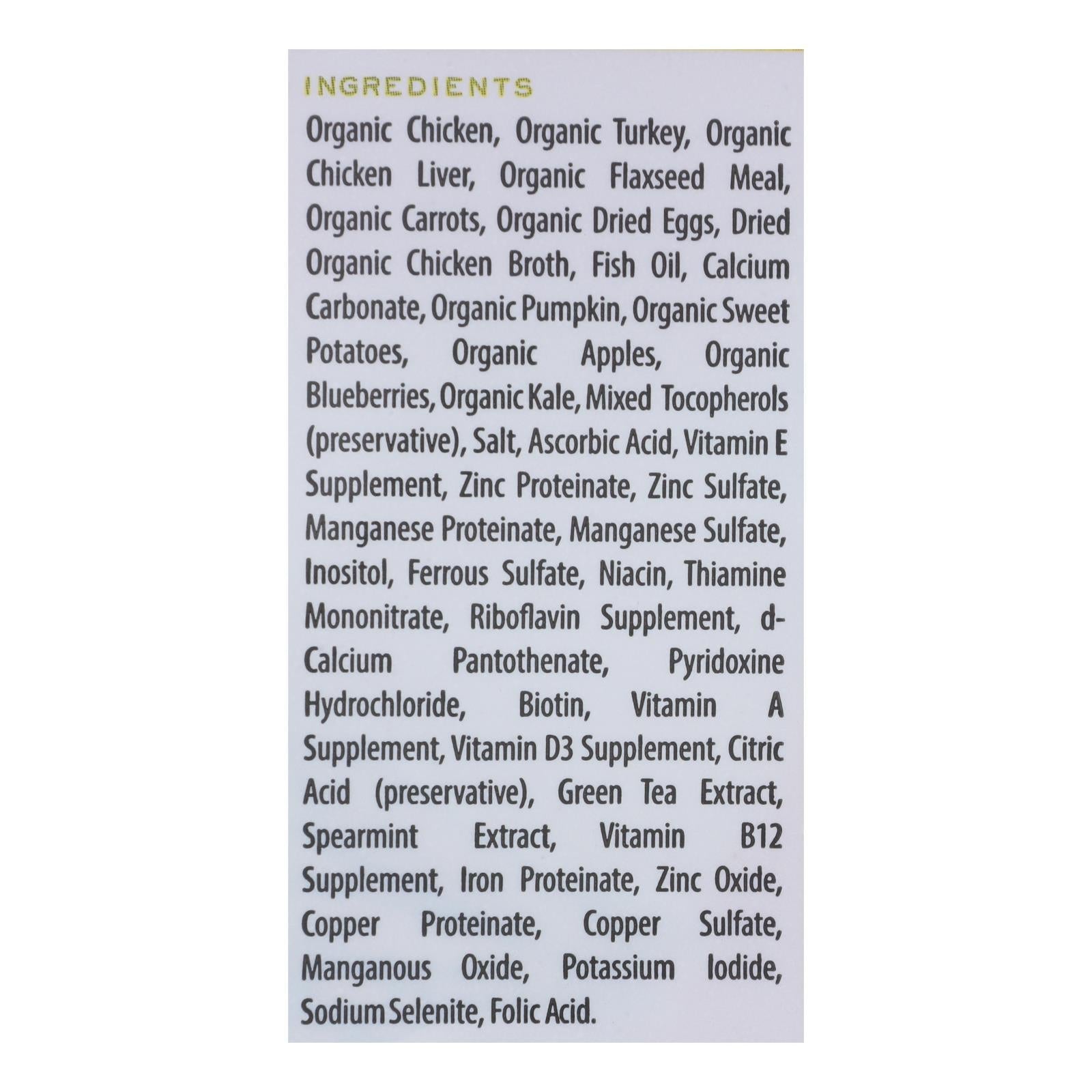 Alimento para perros Tender &amp; True con receta orgánica del mercado agrícola - Caja de 10 x 1 lb