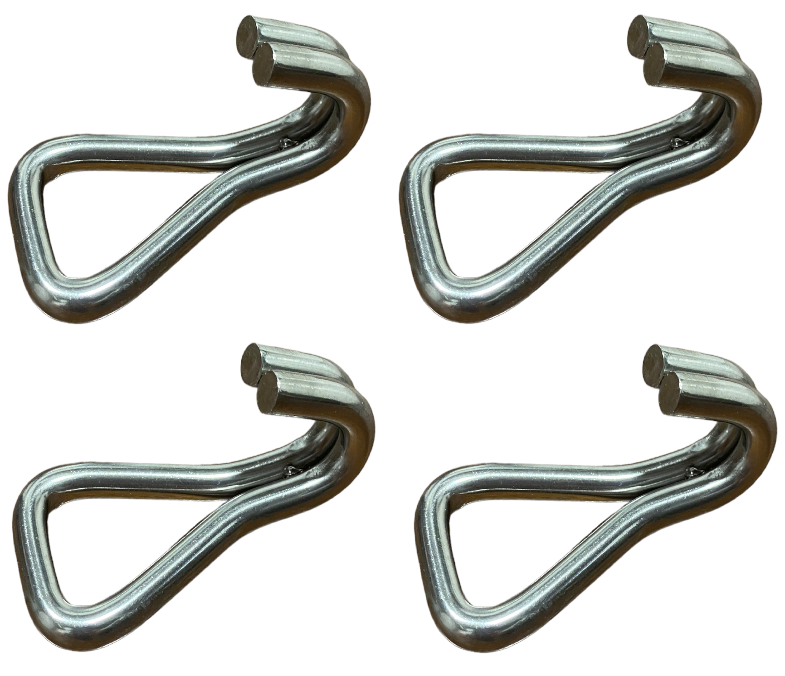 Ganchos dobles en forma de "J" de acero inoxidable de 1" | Paquete de 4