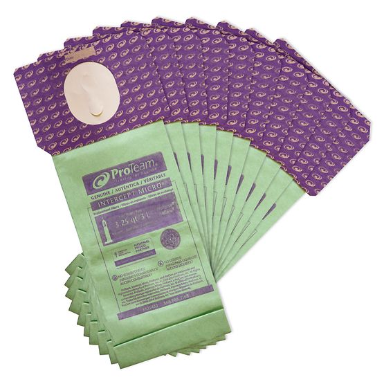Intercept 103483 Micro Filter Bags for ProTeam Commercial ProForce and ProCare Upright Vacuum Cleaners, 10-Pack