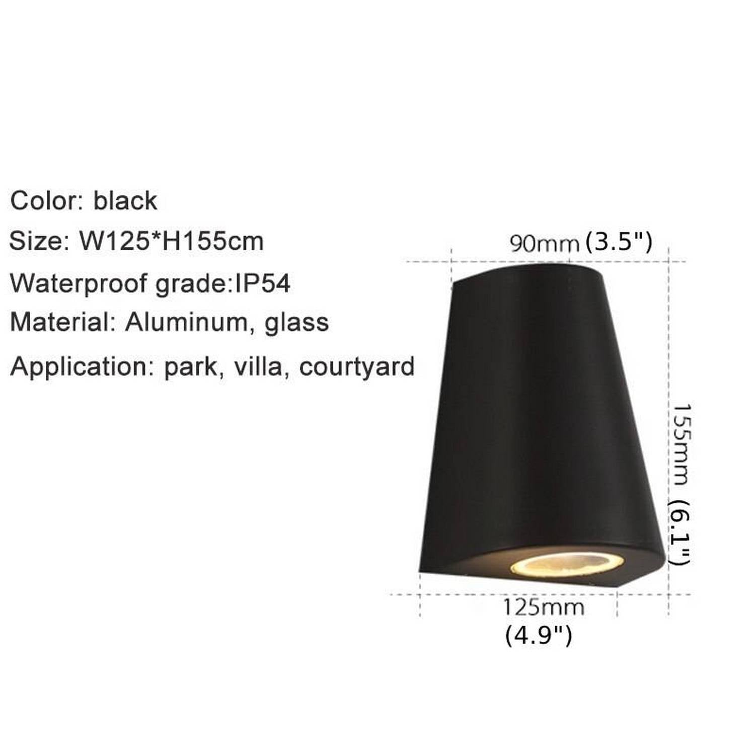 Lámparas de pared LED impermeables de aluminio para exteriores, de color negro y gris, para jardín y porche