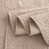 DaDa Bedding Elegant Fringed Cotton Quilted Throw Blanket - Luxurious Solid Soft Paisley Pattern, Cozy Lightweight Lap Throw, Perfect for Couch or Bed, Neutral Sandy Taupe Tan Beige, 50x60 Inches