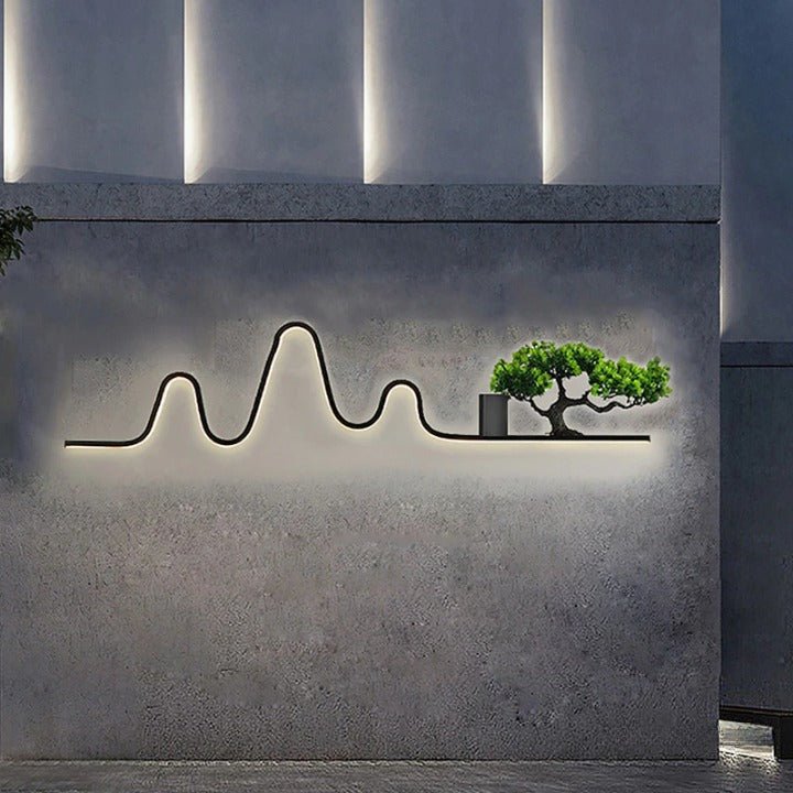 Lámpara de pared LED impermeable para exteriores con decoración de paisaje para jardín, villa