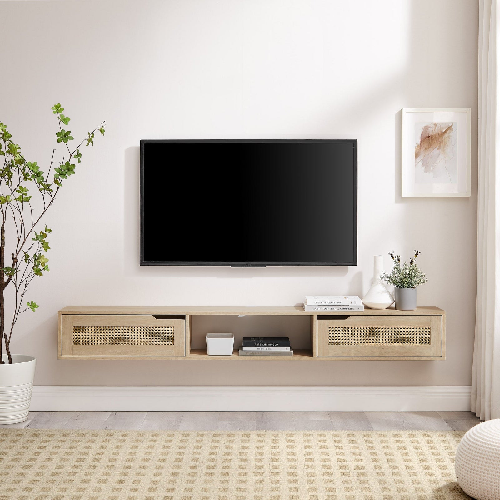 Mueble de TV flotante de dos puertas Hamkke Boho