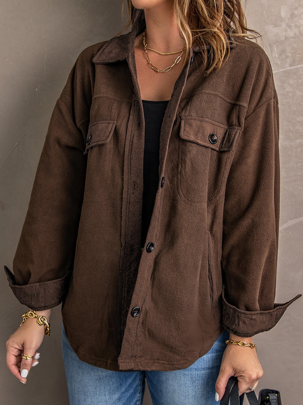 Warm Brown Fleece Shacket