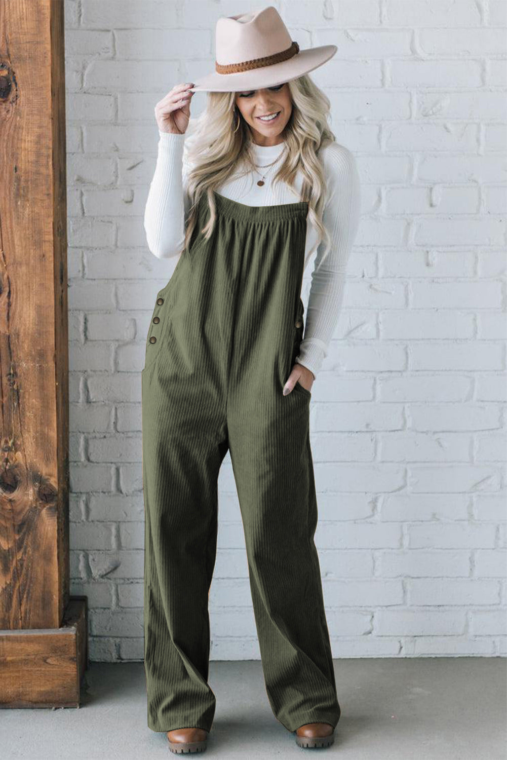 Women's Corduroy Wide Leg Jumpsuit
