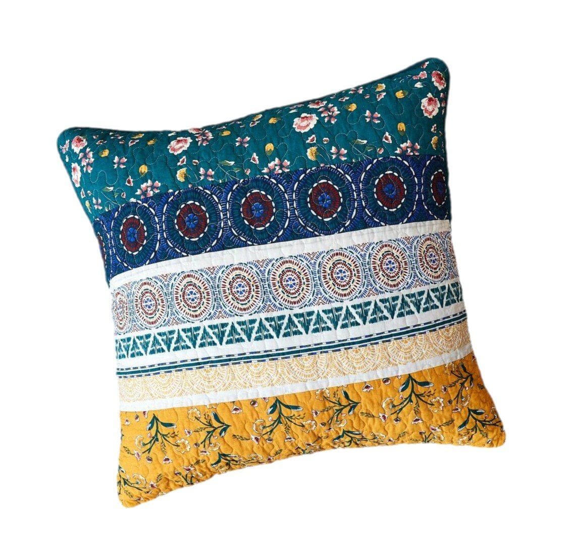 DaDa Bedding Bohemian Patchwork Bed of Wild Flowers Floral Gardenia Euro Pillow Sham Cover, 26