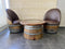 Juego de mesa de centro redonda con forma de barril de vino y 2 sillas - Muebles rústicos de barril de whisky - Roble macizo hecho a mano - Envío gratuito