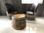Juego de mesa de centro redonda con forma de barril de vino y 2 sillas - Muebles rústicos de barril de whisky - Roble macizo hecho a mano - Envío gratuito