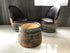 Juego de mesa de centro redonda con forma de barril de vino y 2 sillas - Muebles rústicos de barril de whisky - Roble macizo hecho a mano - Envío gratuito