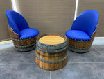 Juego de mesa de centro redonda con forma de barril de vino y 2 sillas - Muebles rústicos de barril de whisky - Roble macizo hecho a mano - Envío gratuito