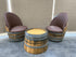 Juego de mesa de centro redonda con forma de barril de vino y 2 sillas - Muebles rústicos de barril de whisky - Roble macizo hecho a mano - Envío gratuito