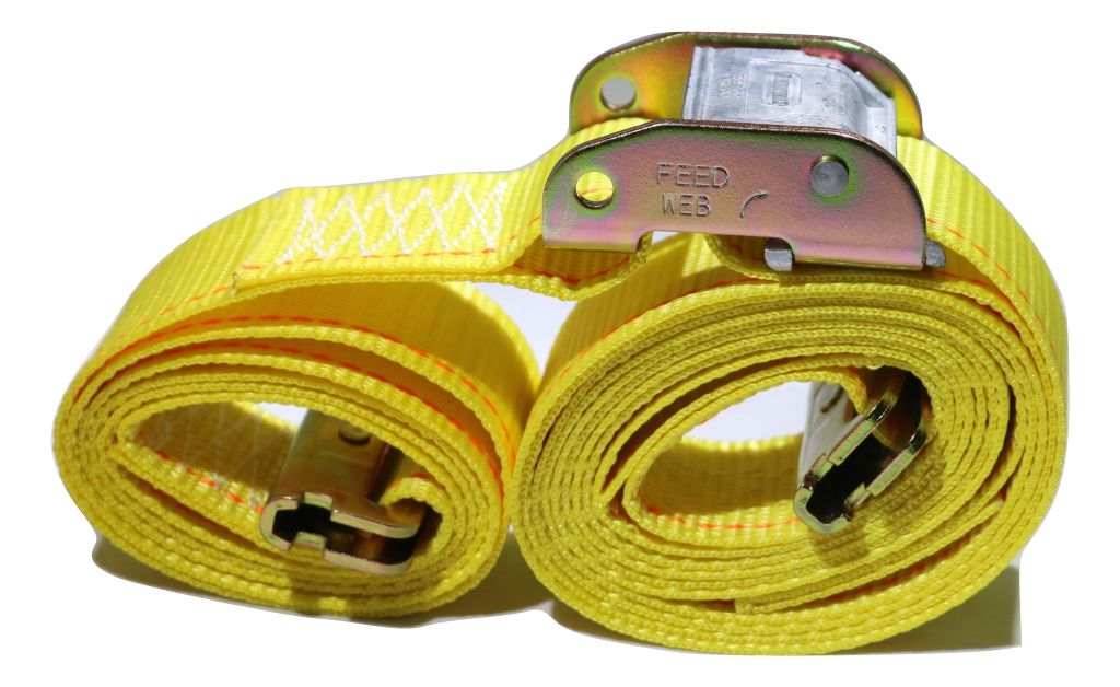 Correa de riel en E con hebilla de leva para interior de furgoneta de 2" x 12 pies con accesorios en E de resorte | Paquete de 4