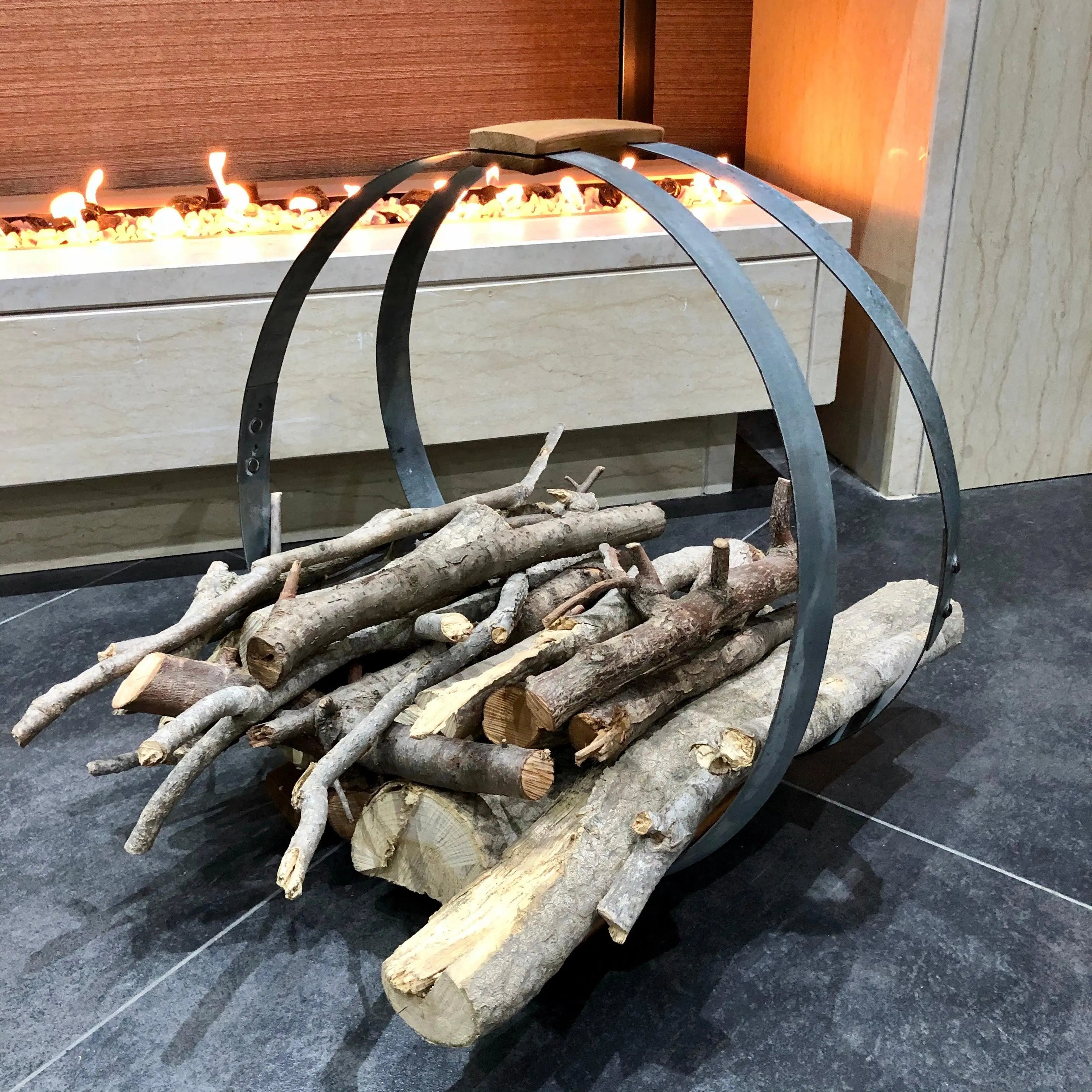 Cesta de madera para barril de vino (paquete de 2) - Muebles y regalos rústicos para barriles de vino - Accesorios para barriles de whisky