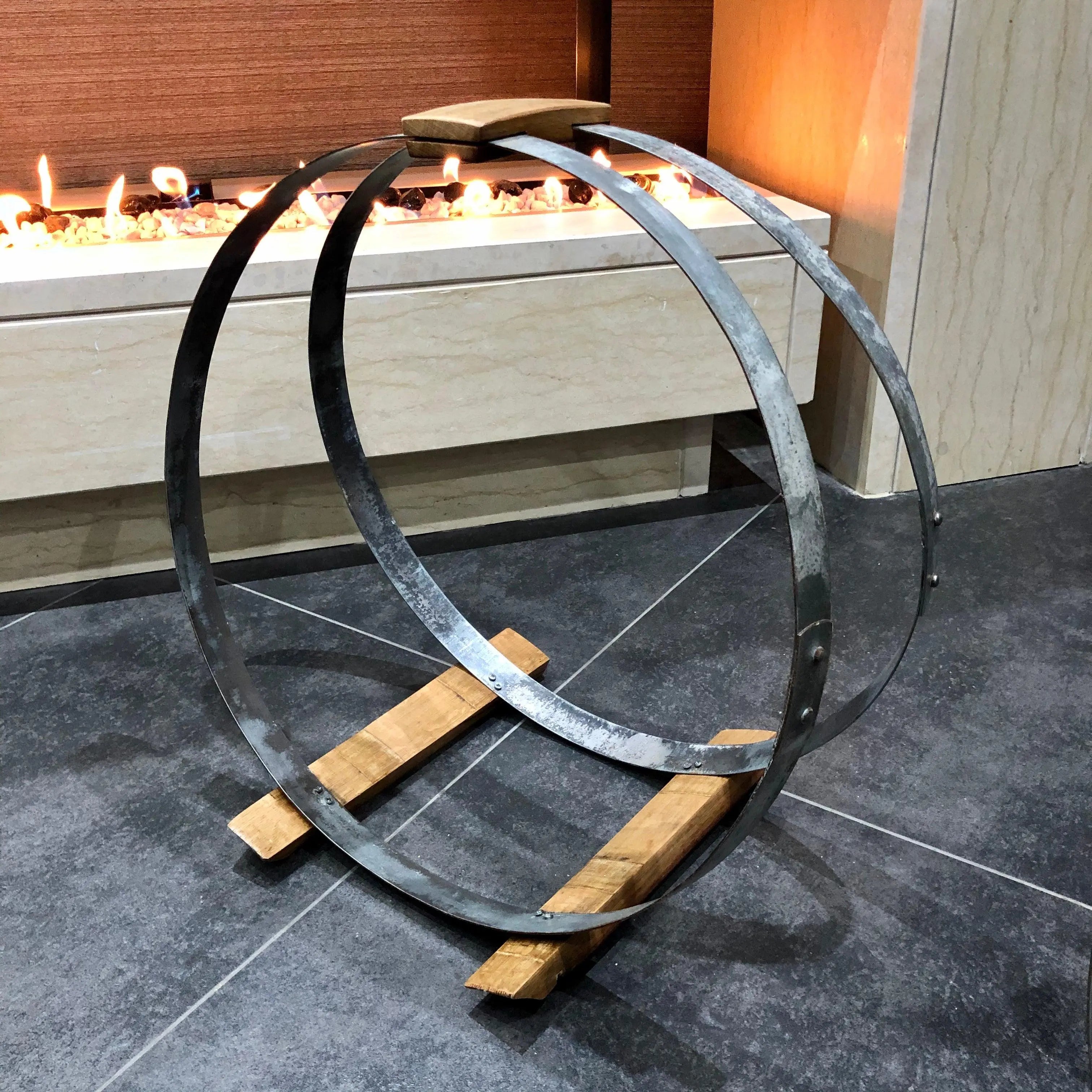 Cesta de madera para barril de vino (paquete de 2) - Muebles y regalos rústicos para barriles de vino - Accesorios para barriles de whisky