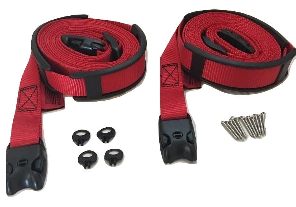 Kit de 2 correas cortavientos con hebilla roja ACW para bañera de hidromasaje, spa y huracanes | Opciones de tamaño