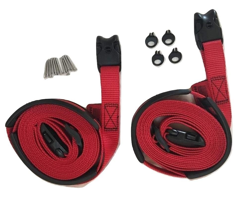 Kit de 2 correas cortavientos con hebilla roja ACW para bañera de hidromasaje, spa y huracanes | Opciones de tamaño