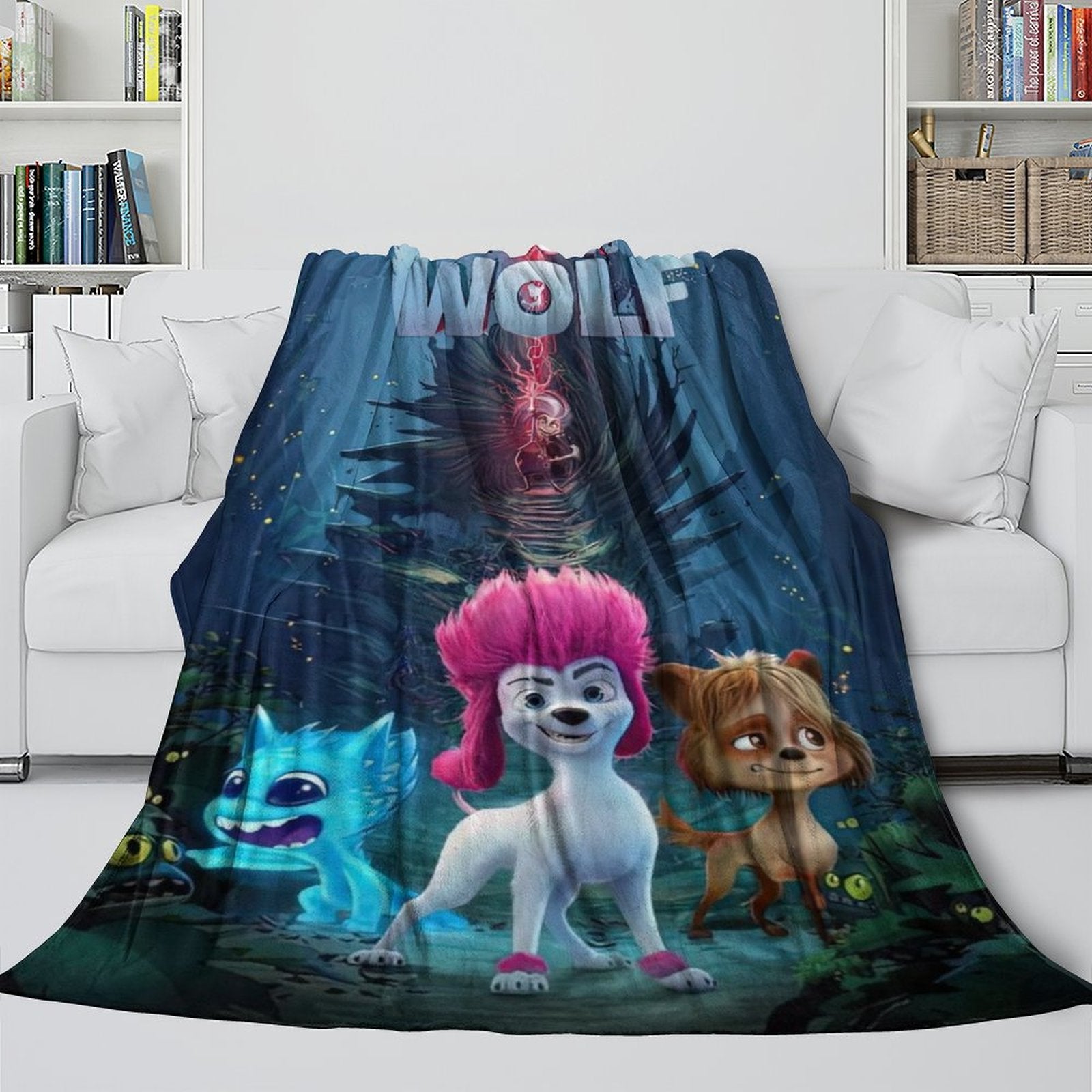 Manta de franela polar 200 % con diseño de lobo para decoración de habitación