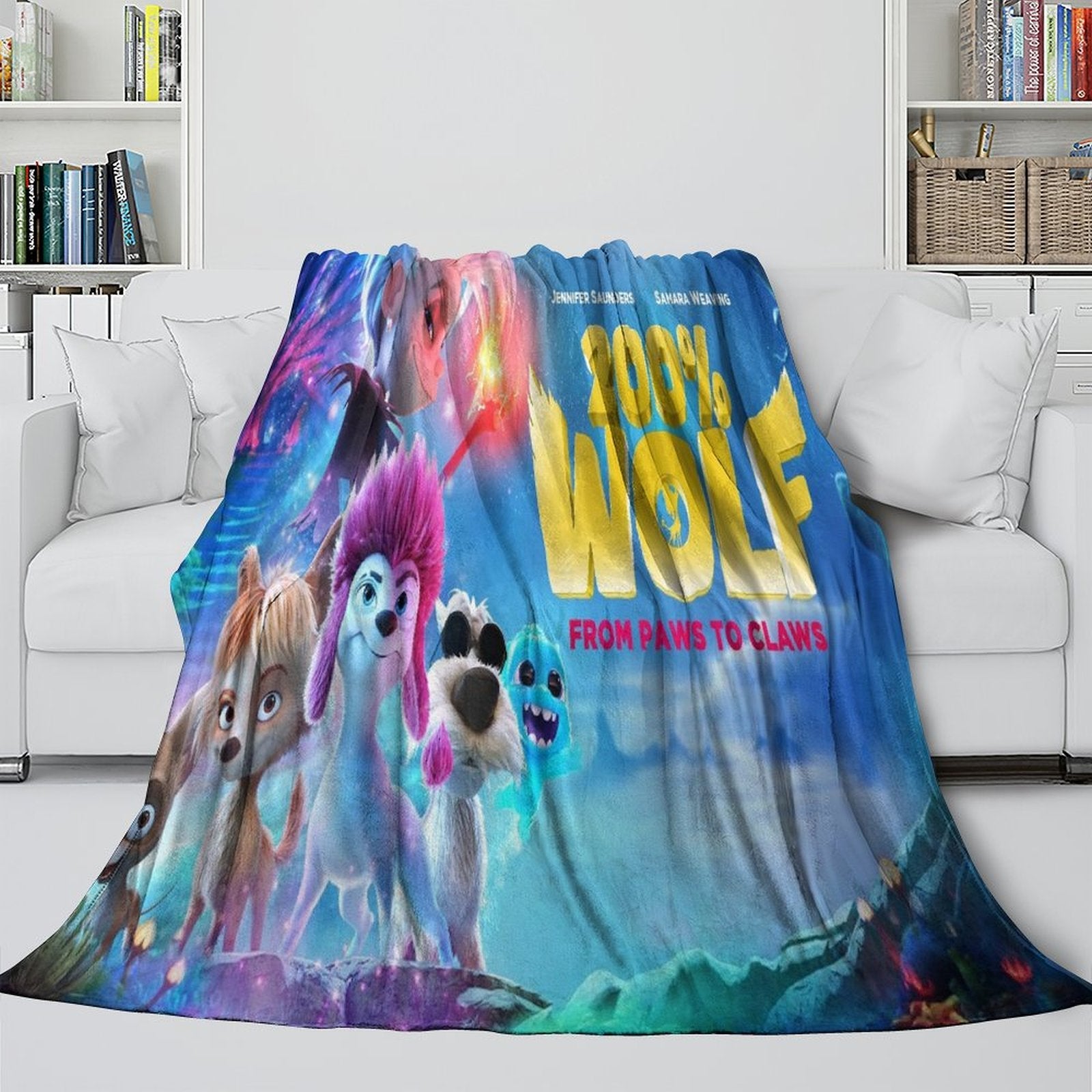 Manta de franela polar 200 % con diseño de lobo para decoración de habitación