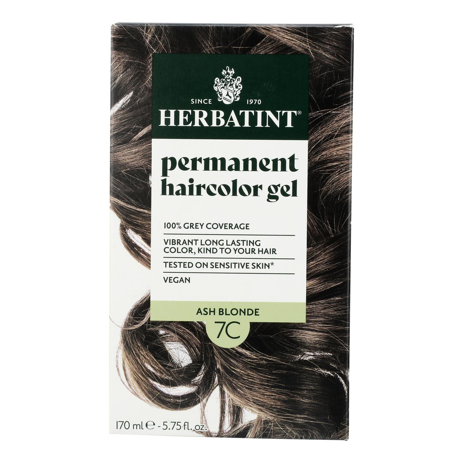 Tinte para cabello rubio ceniza Herbatint 7C - Natural, permanente, sin amoníaco - 150 ml