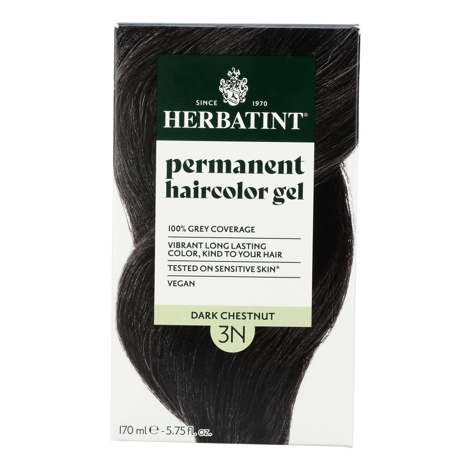 Tinte para el cabello Herbatint 3N castaño oscuro - Natural y permanente - 150 ml