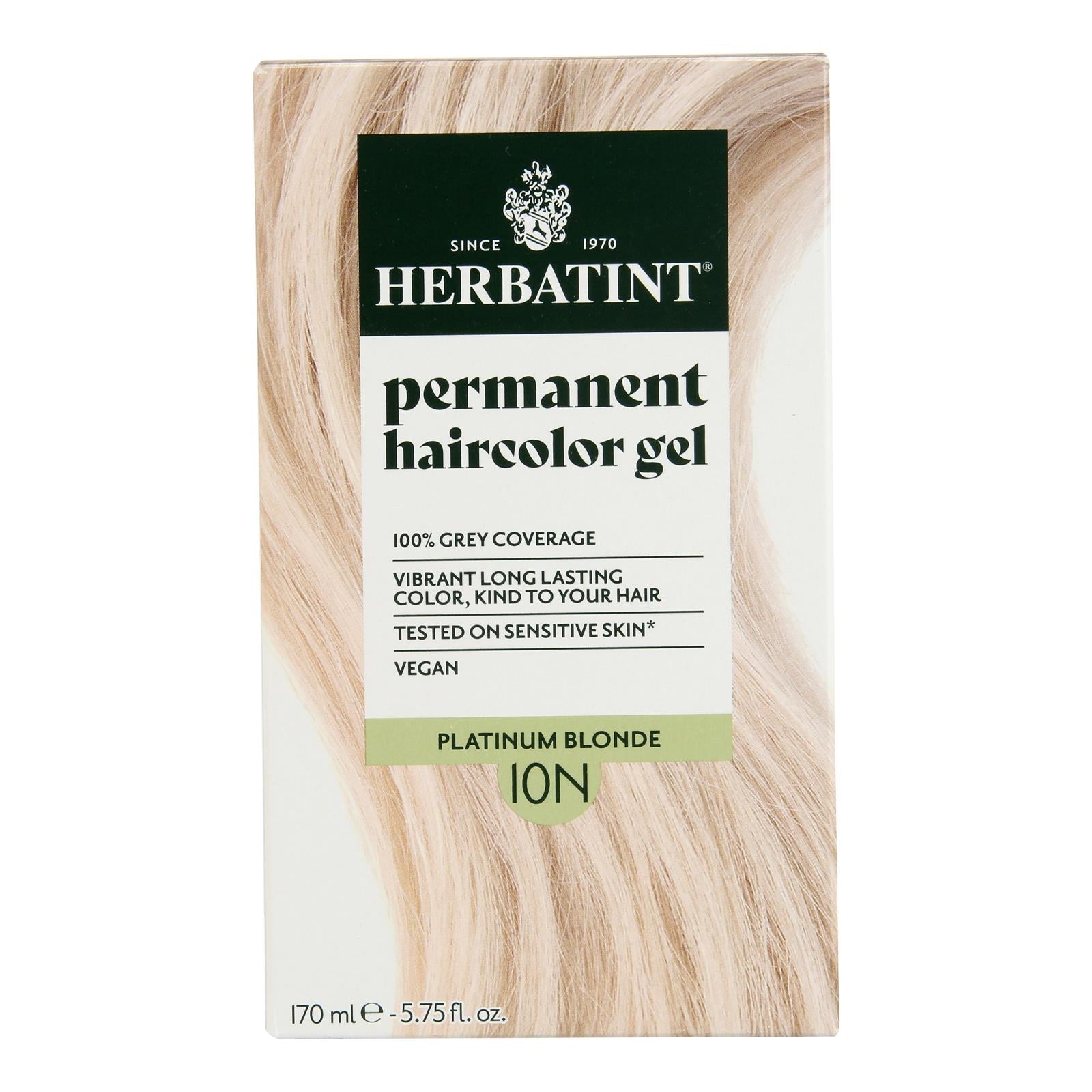 Tinte para cabello rubio platino Herbatint 10N - Tinte permanente suave - 150 ml