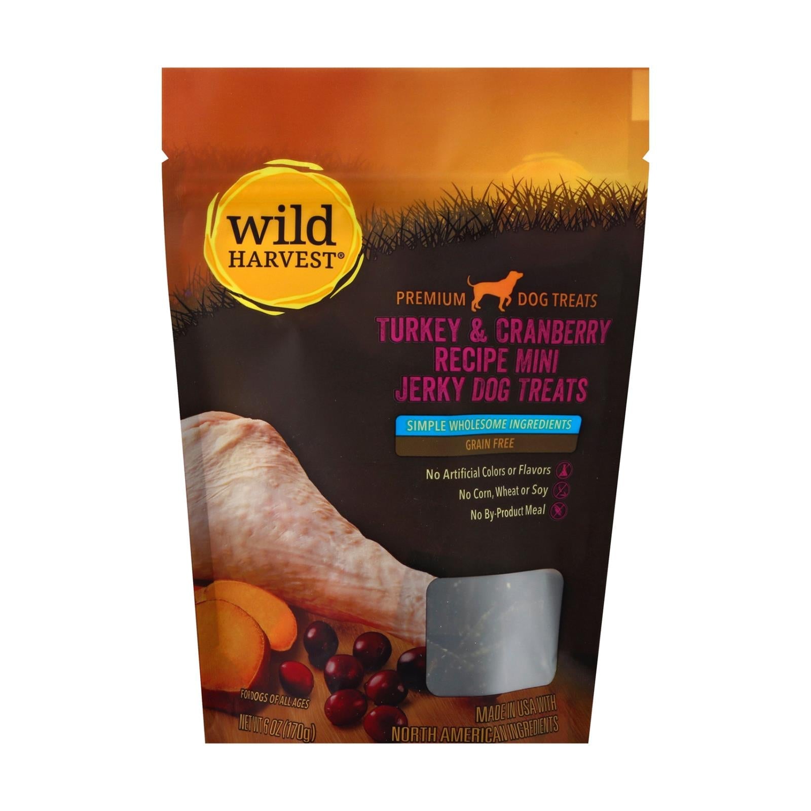 Premios para perros Wild Harvest - Cecina de pavo y arándanos, 170 g (paquete de 6)