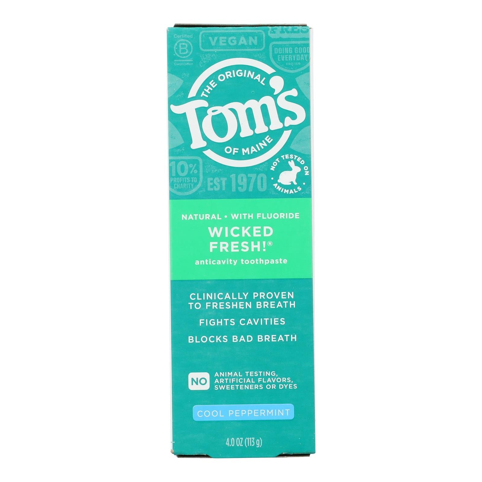 Pasta dental de menta fresca Tom's of Maine Wicked Fresh!, paquete de 6 (113 g cada una)
