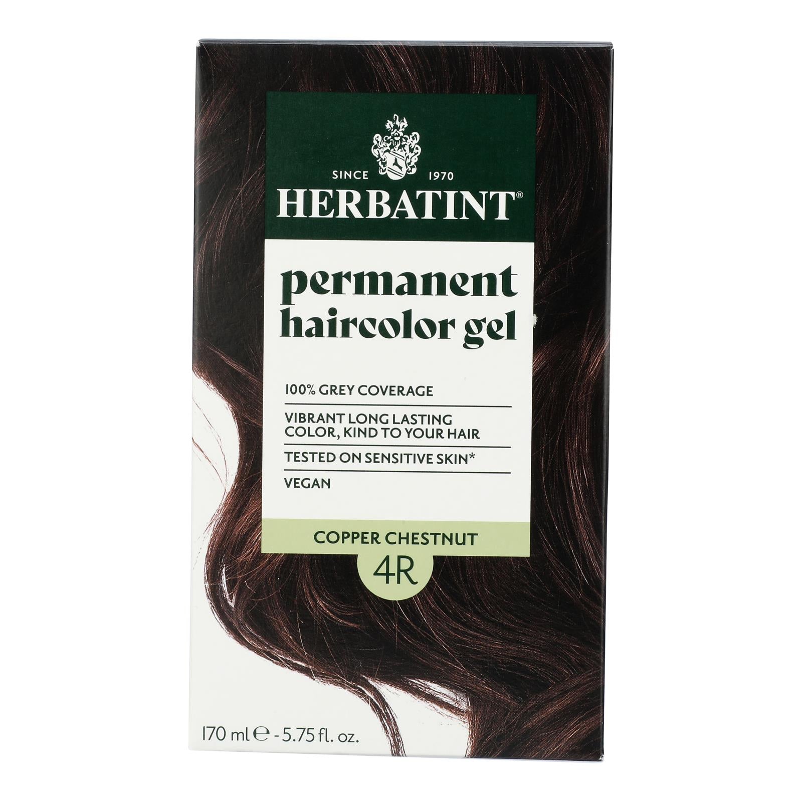Gel colorante para el cabello Herbatint 4R Castaño Cobrizo - Tinte natural permanente - 150 ml