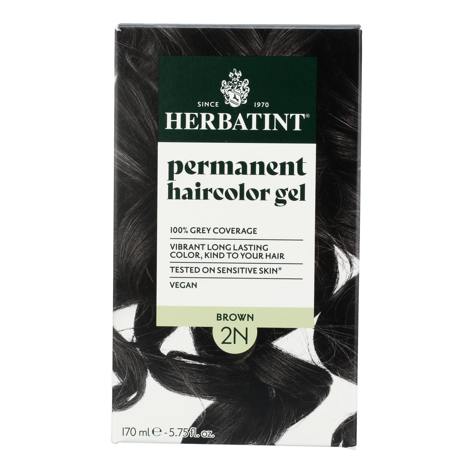 Tinte para cabello castaño Herbatint 2N - Natural y permanente - 150 ml