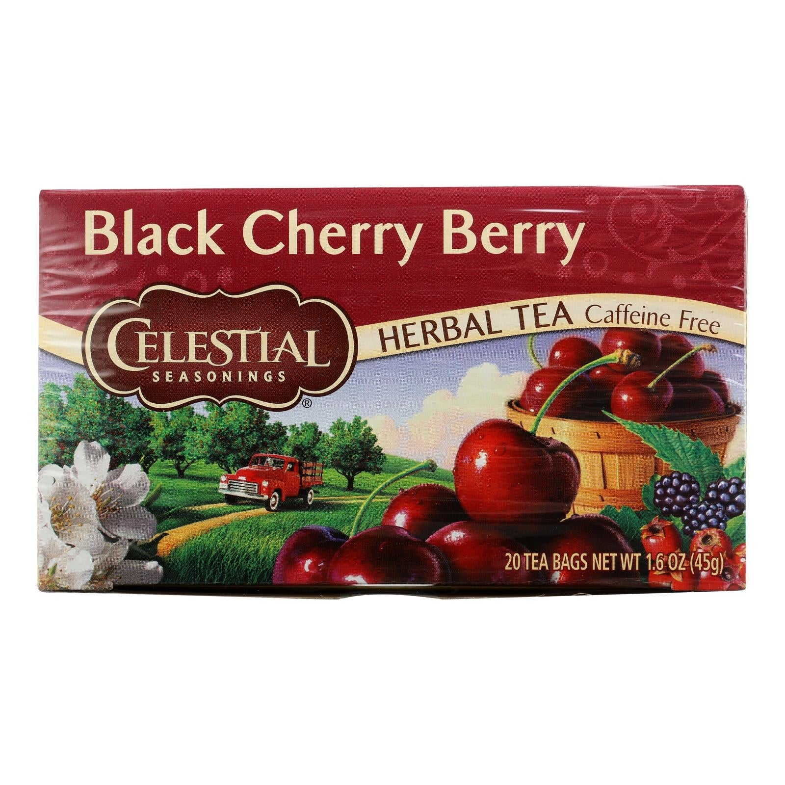 Té de hierbas de cereza negra y bayas Celestial Seasonings, sin cafeína, 20 bolsitas