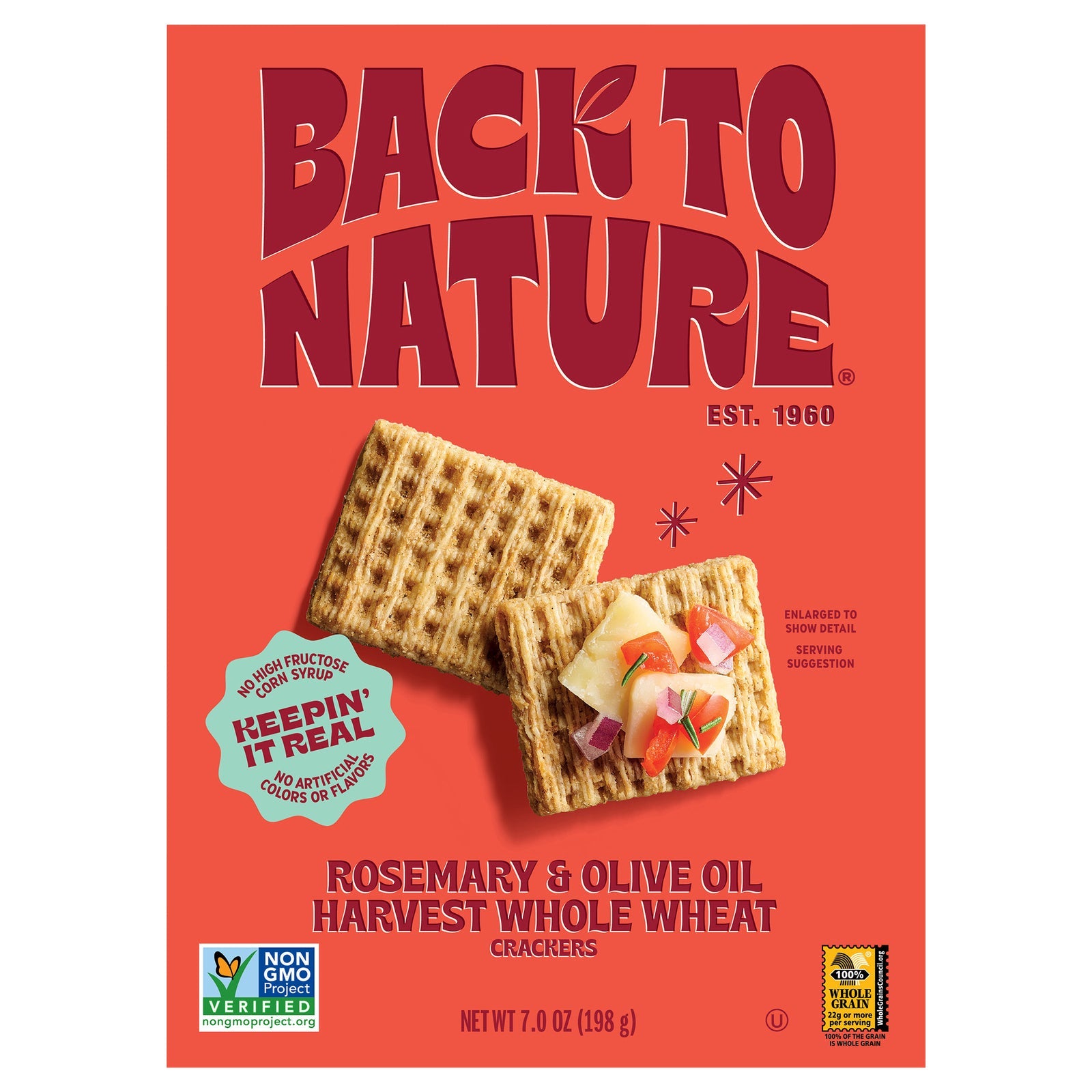 Galletas integrales de aceite de oliva y romero Back to Nature, 7 oz - 12 unidades