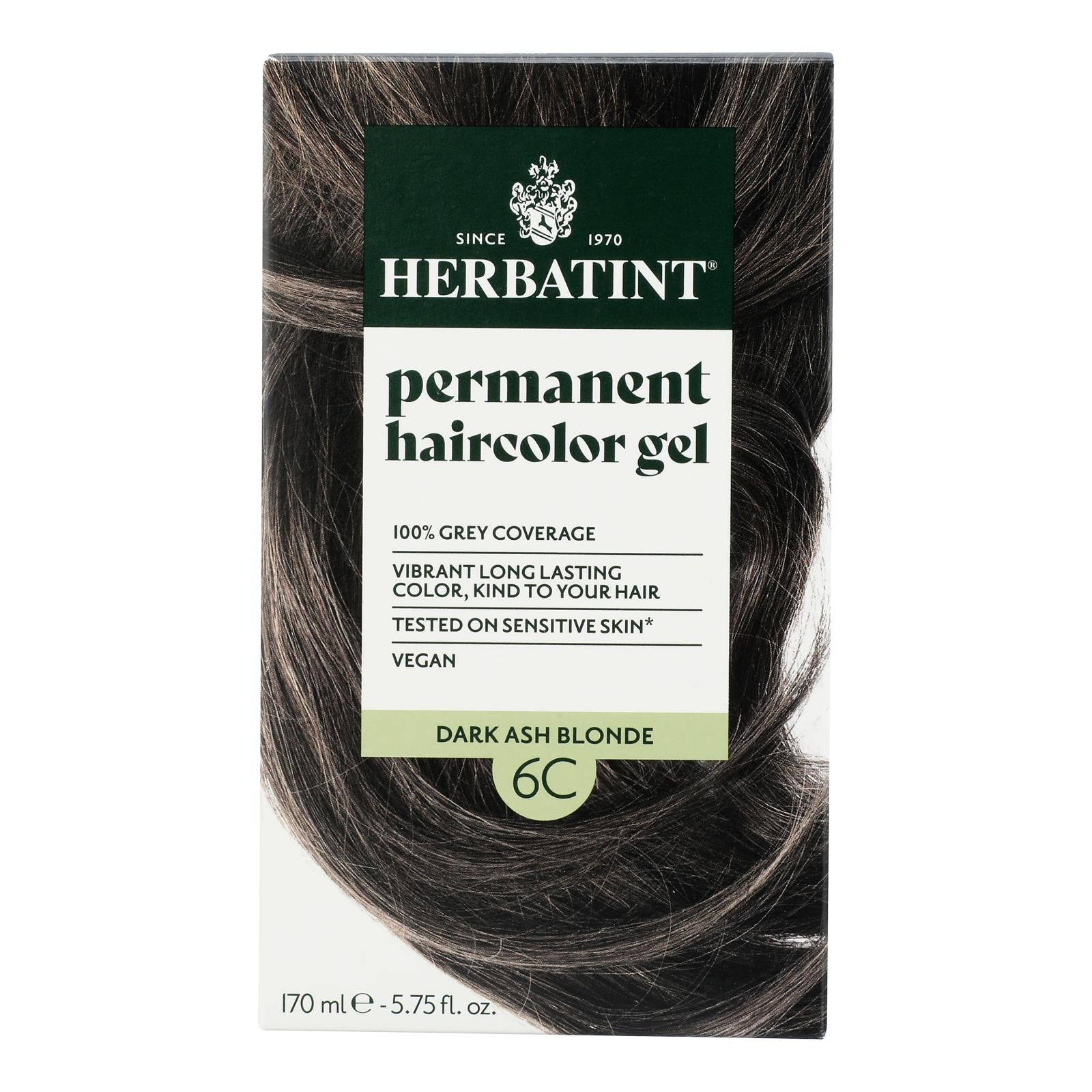 Tinte para cabello Herbatint 6C rubio ceniza oscuro - Fórmula permanente y natural - 150 ml