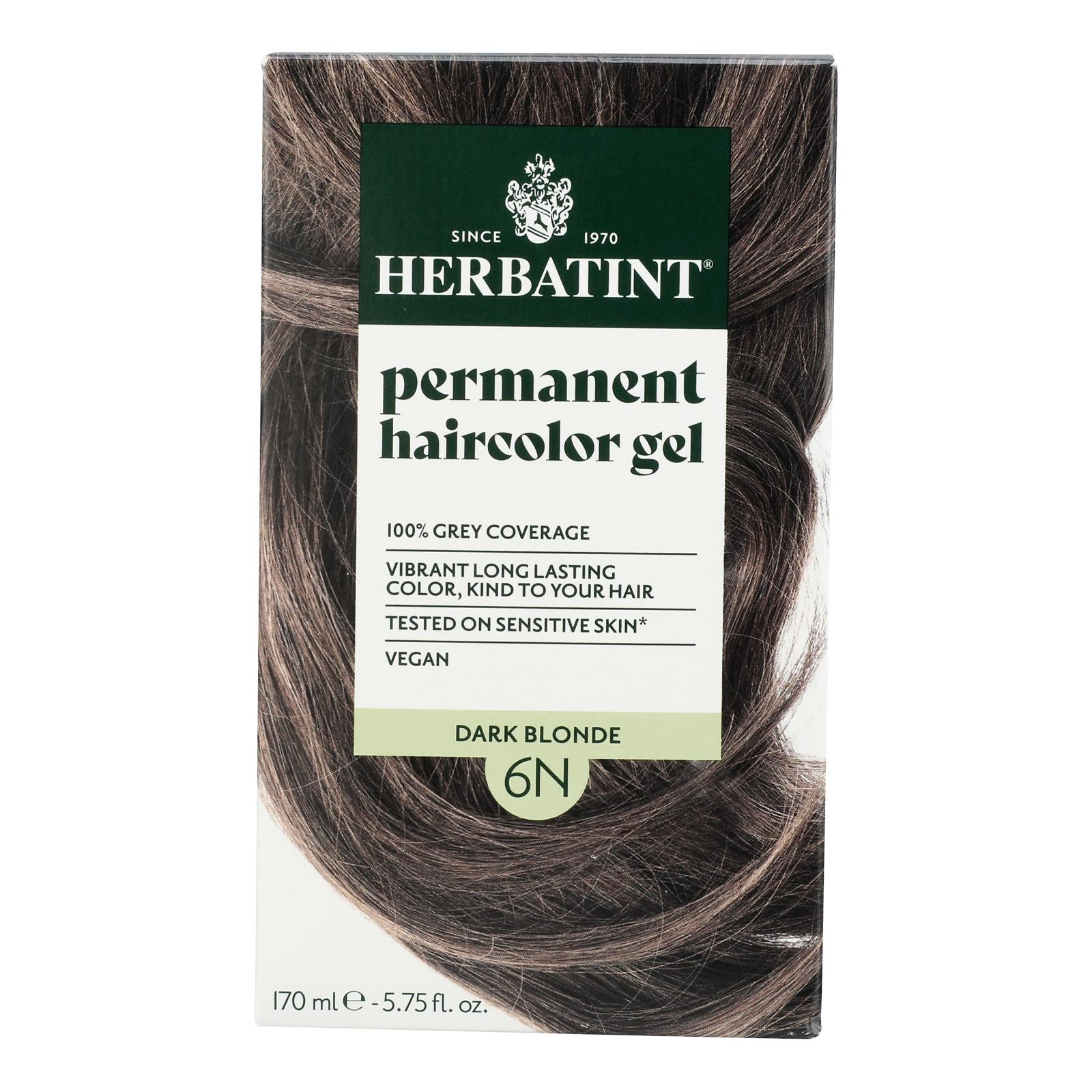Tinte permanente para cabello rubio oscuro Herbatint 6N - Fórmula natural y suave - 150 ml