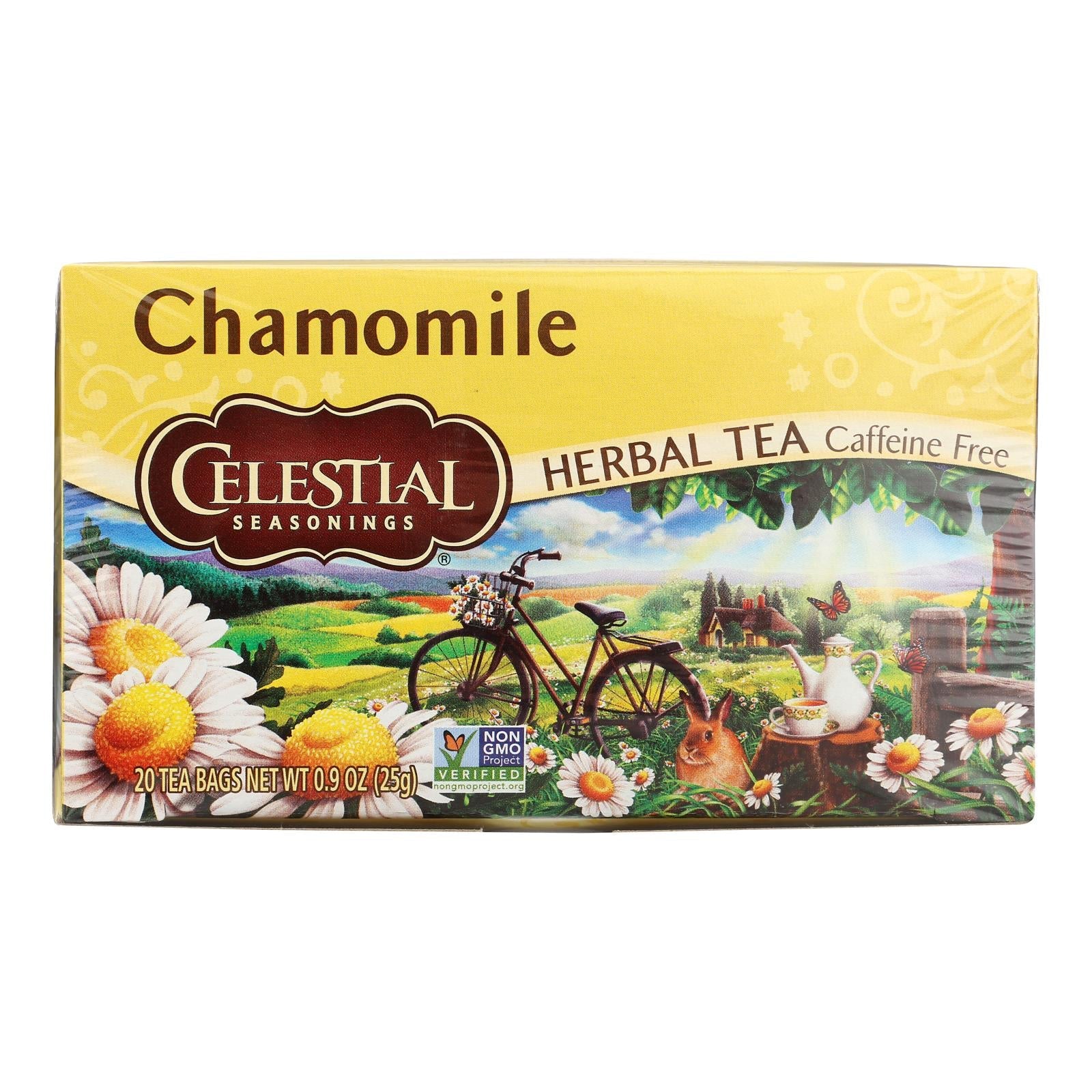 Té de manzanilla sin cafeína Celestial Seasonings, 20 bolsitas - Infusión herbal relajante