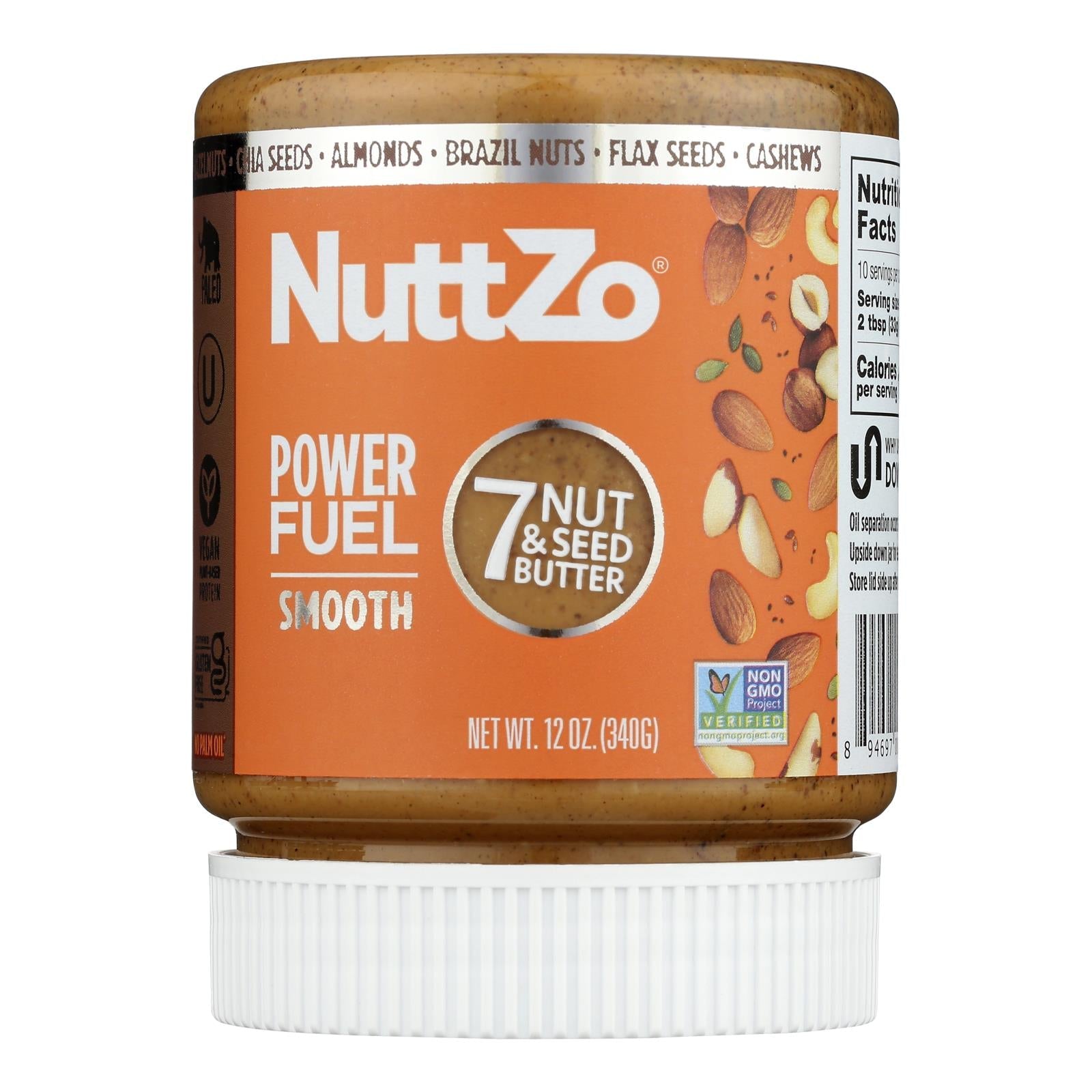 Nuttzo Smooth Power Fuel - 6 x 12 oz - Mezcla de mantequilla de nueces, alto contenido proteico