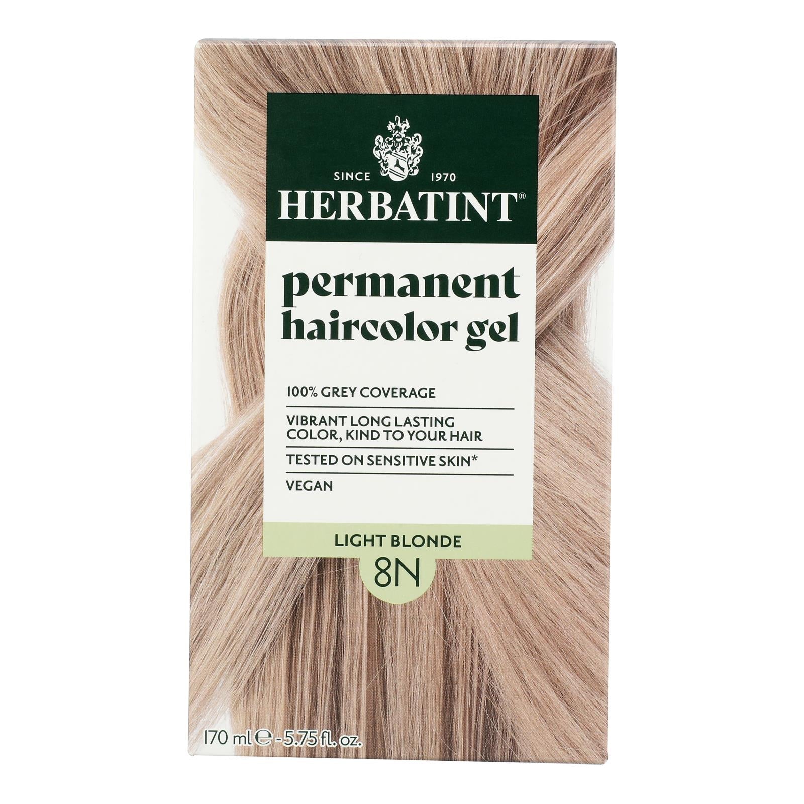 Tinte permanente para el cabello Herbatint 8N Rubio Claro - Natural y suave - 150 ml