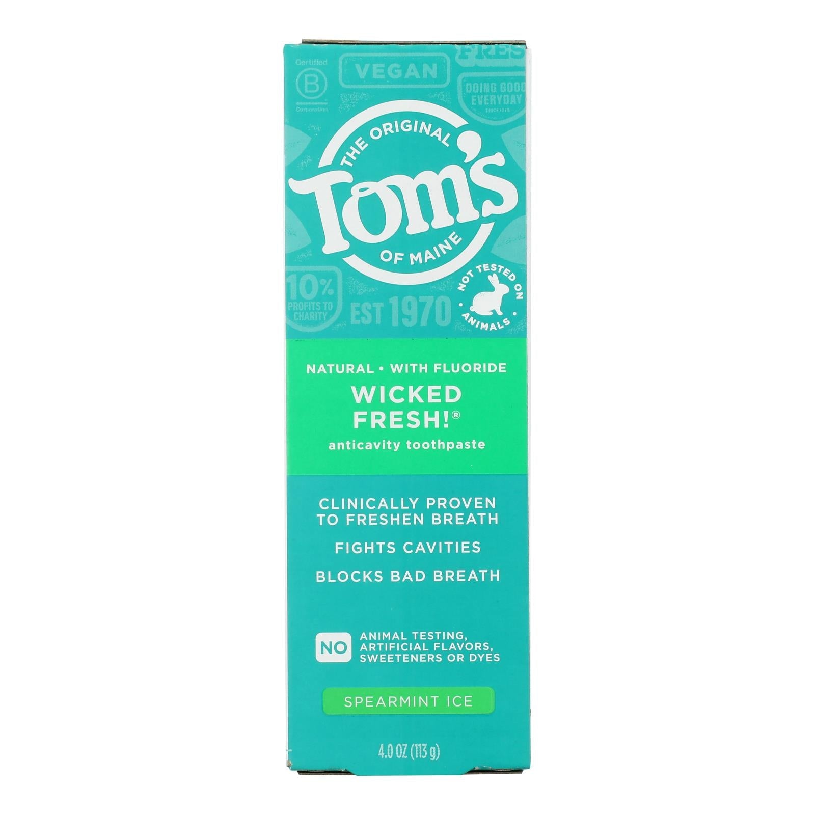 Pasta dental Tom's of Maine Wicked Fresh! Hielo de menta verde - 113 g, paquete de 6
