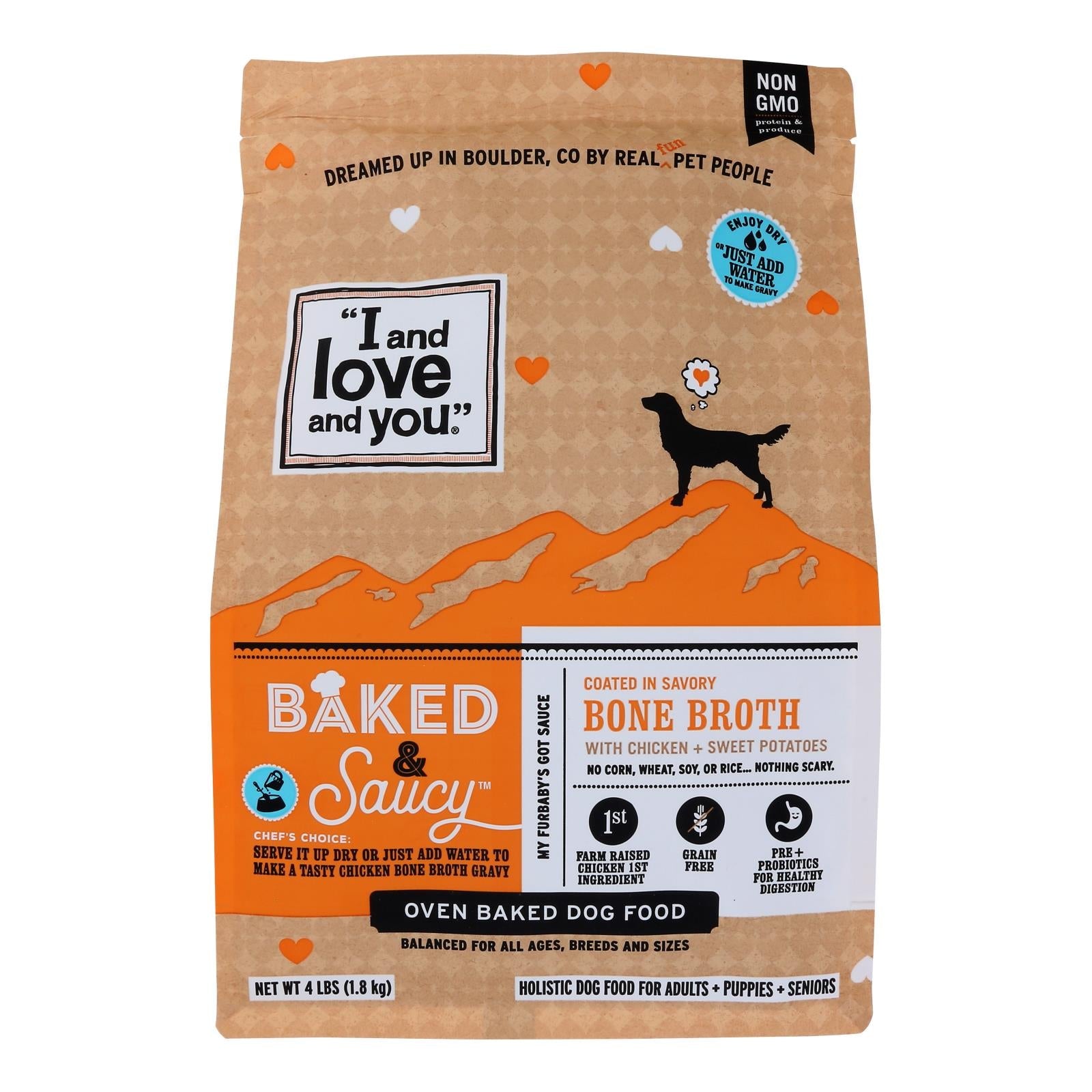 Alimento para perros I And Love And You con pollo y batata, bolsa de 4 lb (paquete de 4)