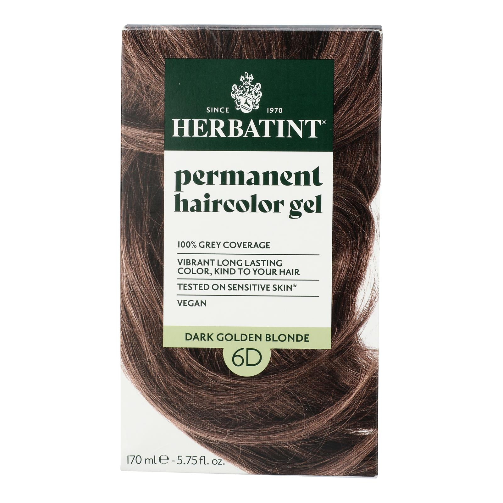 Tinte permanente natural Herbatint 6D Rubio Dorado Oscuro - 150 ml